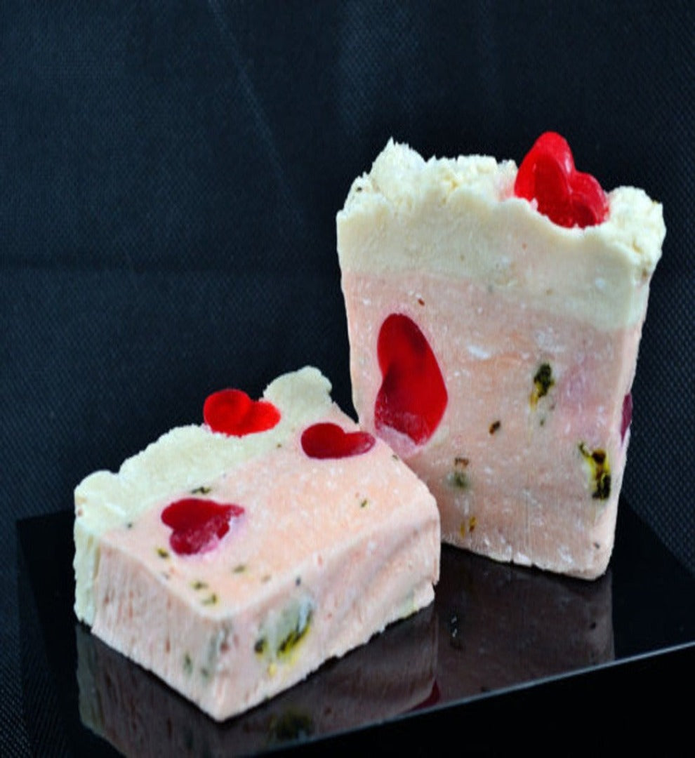 Rose and Pink Salt Soap Slice Vegan No SLS Cold Process - Rosetta Creative Boutique